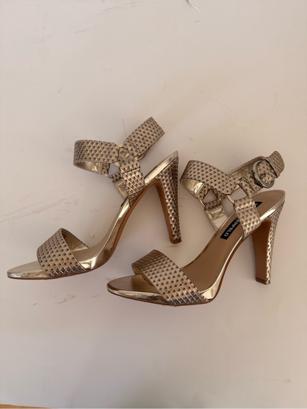 Karl Lagerfeld Metallic Gold Textured Strappy Heels